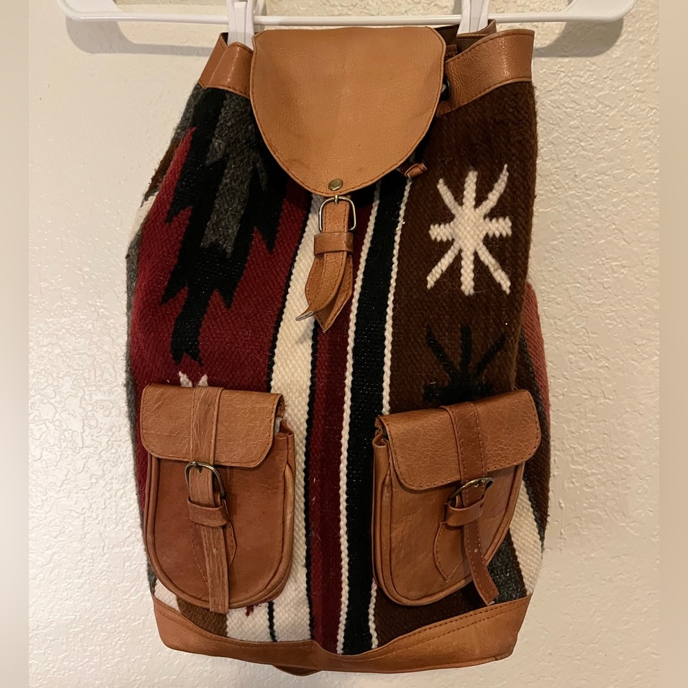 Kililm leather backpack- unique vintage handmade